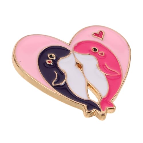 COLLBATH Herzförmige Delfin Brosche Pin Niedliche Metall Emaille Anstecknadel Dekorative Badges für Kleidung Rucksack Hut und Schal für von COLLBATH