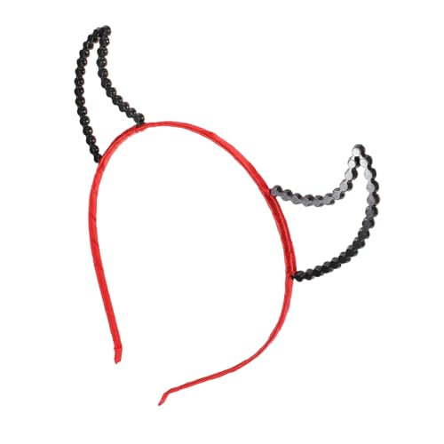 COLLBATH Horn Haarreif mit Roten Strasssteinen Bequeme Kopfbedeckung für Damen Halloween Karneval Kostümpartys Leicht Stylish von COLLBATH