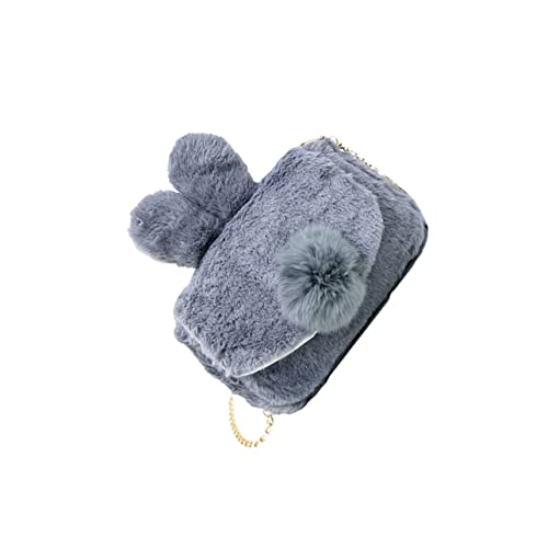COLLBATH Hasen-umhängetasche Aus Plüsch Mit Grauem Häschen-Design Schultertasche Als Münztasche Kreative Aufbewahrungstasche Für Mädchen Draußen Tragbar von COLLBATH