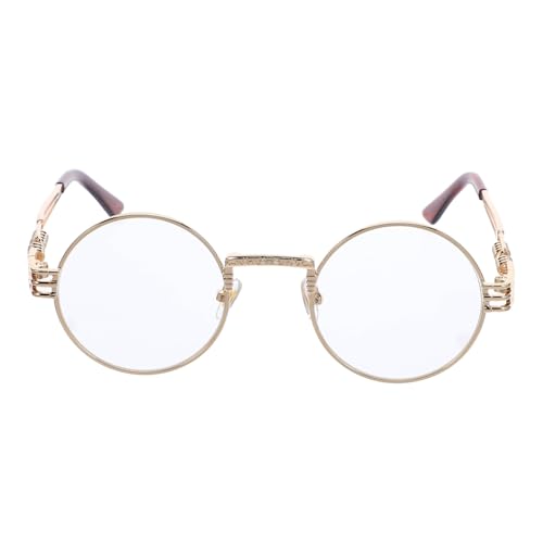 COLLBATH Klare Runde Steampunk Metallbrille für Damen und Herren Modische Unisex Brille mit Robustem Metallrahmen Leicht und Komfortabel für Alltag Büro Partys und Besondere Anlässe von COLLBATH