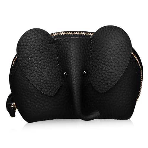 COLLBATH Kleine Damen Geldbörse Elefantenform Hochwertigem Handliche und Kartenbörse mit Reißverschluss Weiches Material Langlebig mit Praktischem Trageband für Frauen von COLLBATH