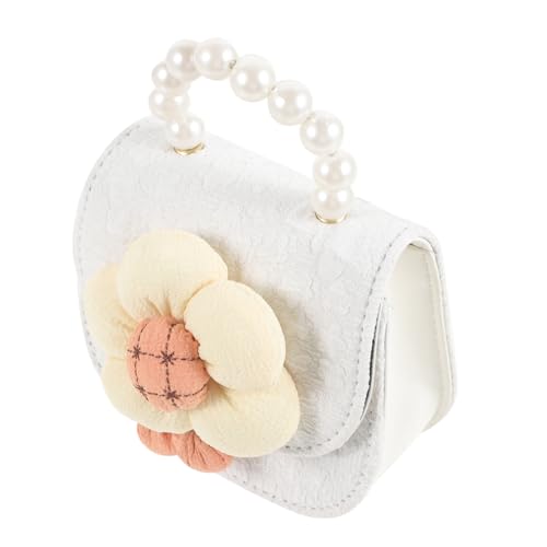 COLLBATH Koreanische Stil Umhängetasche für Mädchen mit Blumenverzierung und Perlengriff Vielseitige Schultertasche für Reisen Shopping und Freizeit Strapazierfähigem PU Gefertigt von COLLBATH