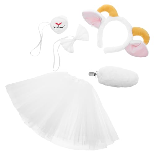 COLLBATH Lamm Kostüm Zubehör mit Plüsch Schaf Ohren Haarreif Schleife Rock Cartoon Tierkostüm Accessoire für Mädchen Fasching Halloween von COLLBATH