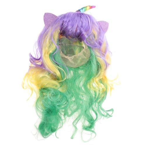 COLLBATH Lange Bunte Einhorn Perücke Farbige Gewellte Cosplay Perücke mit Lockigem Haar Komfortabel Modisch für Party Halloween Kostüm und Fans von Zeichentrick von COLLBATH