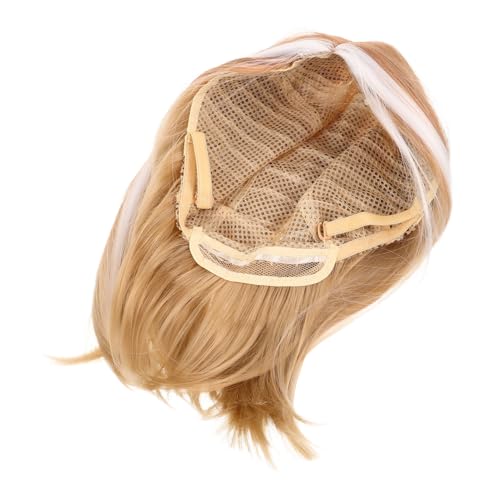 COLLBATH Layered Bob Wig Mittelteil Kurz Glatt Synthetic Lace Front Wig Gradient Gelb zu Gold Für Weiße Frauen Alltag Party von COLLBATH