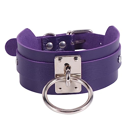 COLLBATH Lederhalskette fashion design mode design lila Halsband Fälschung Halsreifen Halsband für Damen eine Halskette Lederkette für damen breiter Chokerkragen Pu Zubehör Fräulein Violett von COLLBATH