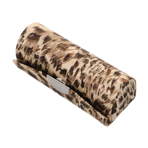 COLLBATH Leopard Muster Lippenstift Aufbewahrungsbox mit Spiegel Stickerei Seidiges Material Kompakter Lippenstift Organizer Schützendes Kosmetik Etui für Damen und Mädchen Unterwegs von COLLBATH