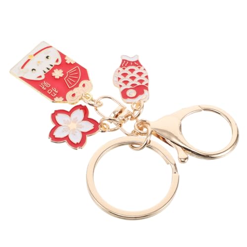 COLLBATH Japanischer Schlüsselanhänger Mit Katze Und Kirschblüte Anhänger Für Handtaschen Fisch Metall-kunsthandwerk Feng Shui von COLLBATH