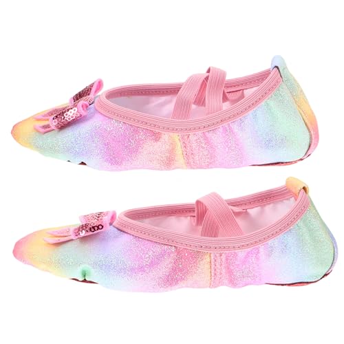 COLLBATH Mädchen Ballettschuhe mit Glitzer Schleife Weiche Pu-Sohle Atmungsaktive Leichte Tanzschläppchen für Ballett Jazz Moderne Tänze rutschfest Praktische Ballett Übungsschuhe Tanz von COLLBATH