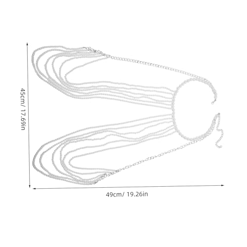 COLLBATH Mehrlagige Imitation Perlen Körperkette mit Vintage Hohlem Design Beaded Chain Schmuck für Damen Verstellbar Hypoallergen Geeignet für Hochzeit Strand Partys von COLLBATH