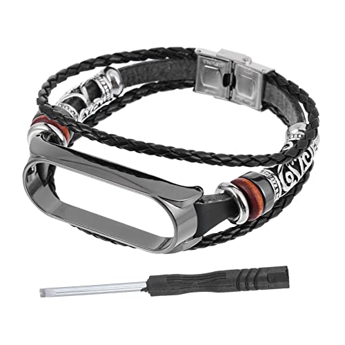 COLLBATH Metal Bead Armband National Stil Retro DIY Perlen Ersatzband Kompatibel mit Mi Band Schwarzes und Gehäuse Einfache Installation Modisches Ethno Uhrenarmband von COLLBATH