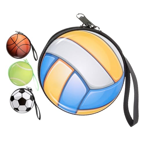 COLLBATH Mini Geldbörse Für Kinder Mit Basketball-Muster Cartoon-Design Tragbarem Kleingeldfach Und Runder Aufbewahrungsbox Mit Reißverschluss von COLLBATH