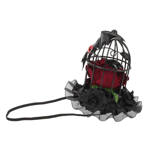 COLLBATH Miniatur Vogelkäfig Haarreif mit Gothic Fledermausrose Kleiner Top-hut Haaraccessoire für Halloween Kostüm Cosplay Party und Festival Dekoration von COLLBATH