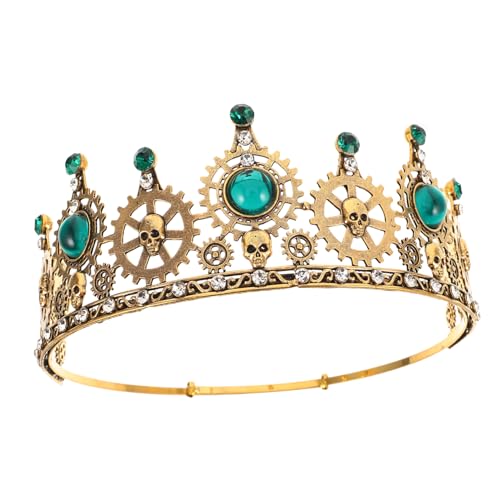 COLLBATH Mittelalterliche Herrenkrone mit Zahnrädern und Totenschädel Vintage Diadem mit Funkelnden Strasssteinen Leichter Kopfschmuck für Halloween Cosplay Partys und Besondere Anlässe von COLLBATH