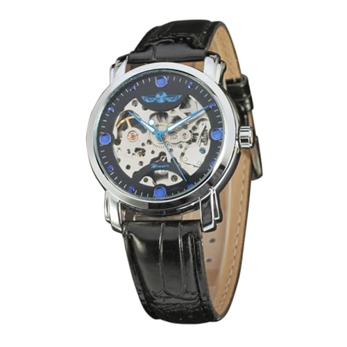 COLLBATH Modische Herren-automatikuhr Mit Analogem Chronographen Edelstahl- Und Pu-Armband von COLLBATH