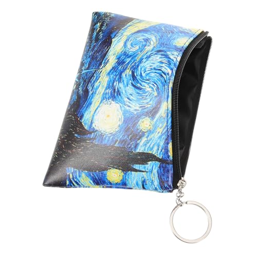 COLLBATH Ziermünztasche Mit Schlüsselanhänger Reißverschluss Aus Pu- Kleine Geldbörse Für Damen Münzbeutel Mit Schlüsselring Himmelsmuster-Design Tragbar Und Leicht von COLLBATH