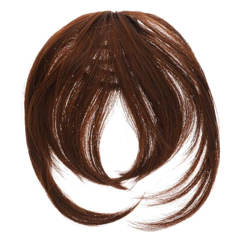 COLLBATH Natürlich Wirkende Leichte Clip in Fake Bangs mit Seitenscheitel Synthetische Haarverlängerung in Hellbraun Voluminöse Haarklammer für Damen Glatter Look Vielseitig für von COLLBATH
