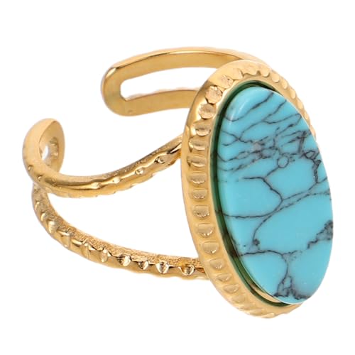 COLLBATH Ovaler Türkisring Steinringe Für Damen Boho Western Ring Boho Western Türkisring Einzigartige Ringe Für Damen Vintage Grün Blauer Steinring Für Himmelblau von COLLBATH