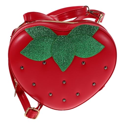 COLLBATH PU Erdbeer Umhängetasche Verstellbar Kleine Mädchen Schultertasche Süßes Frucht Design Alltagsschule Reise Niedliche Kinderhandtasche von COLLBATH