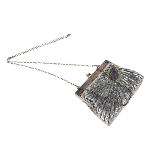 COLLBATH Perlenbesetzte Pfauentasche Perlenbesetzte Abendtasche Party Abend Clutch Hochzeits Clutch Geldbörse Pailletten Umhängetasche Formelle Party Geldbörse von COLLBATH
