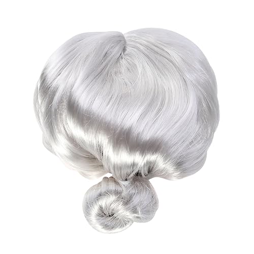 COLLBATH Perücke Für Alte Damen Perücke Für Ältere Frauen Dutt-frisur Wiederverwendbar Geeignet Für Halloween Und Weihnachten Aschfahl von COLLBATH