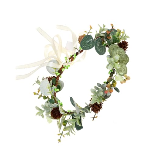 COLLBATH Pine Cone Haarschmuck Braut Stirnband Leichtes Party Haarband mit Simuliertem Grünpflanzendekor Festlicher Kopfschmuck für Hochzeit Karneval Fotoshootings und Feierlichkeiten von COLLBATH