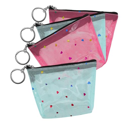 COLLBATH 4stücke Kleine Transparente Geldbörse Damen Reißverschluss Geldbeutel Clutch Für Frauen Münze Tasche Mit Schlüsselring Für Bargeld Karten Und Münzen von COLLBATH