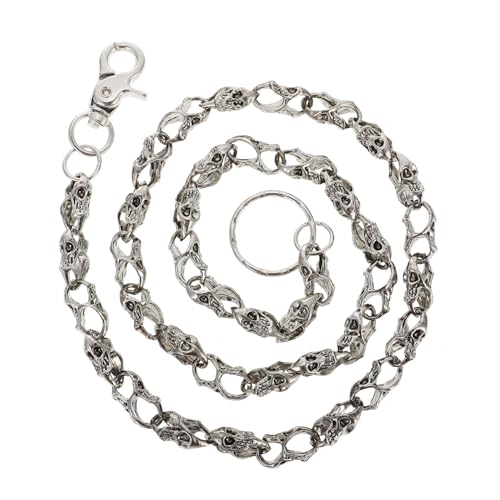 COLLBATH Punk Taillenkette mit Metall Skull Design Leichte Hip Hop Hosenkette für Jeans Modischer Gürtel Style für Herren Halloween Dekoration und Schlüsselhalter von COLLBATH