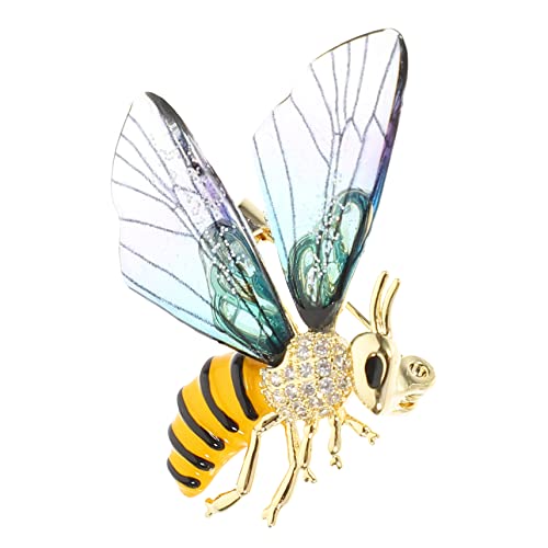 COLLBATH Retro Bienenbrosche Damen Anstecknadel mit Transparenten Acrylflügeln Goldfarben Schmuck für Kleidung und Taschen Dekorativer Modepin für Alltag und Festlichkeiten von COLLBATH