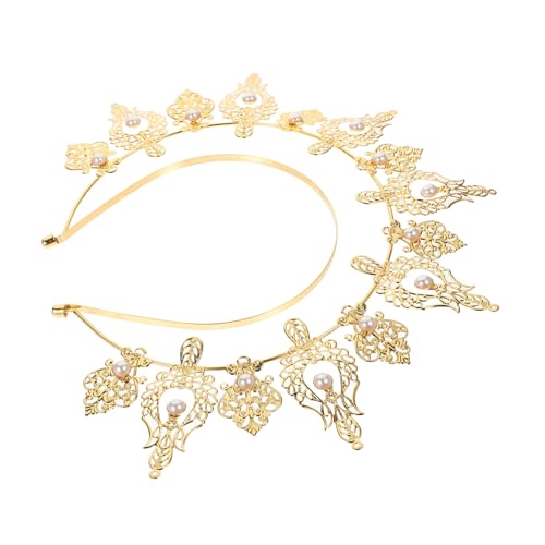 COLLBATH Retro Haarreif Damen Goldfarbenes Doppelperlen party Haarband Elegant Vintage Headdress für Frauen und Mädchen als Foto Requisit und Festlicher Haarschmuck von COLLBATH