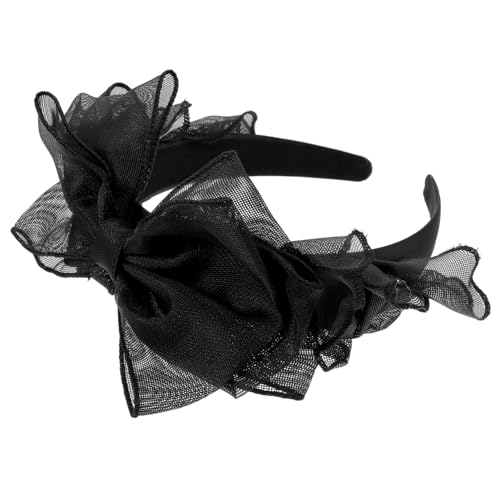 COLLBATH Retro Spitze Bow knot Haarband Damen Französischer Stil Schwarzer Großer Schleifen stirnband mit Doppellagigem Netzstoff Breiter Leichter Haarschmuck für Cosplay Party und von COLLBATH