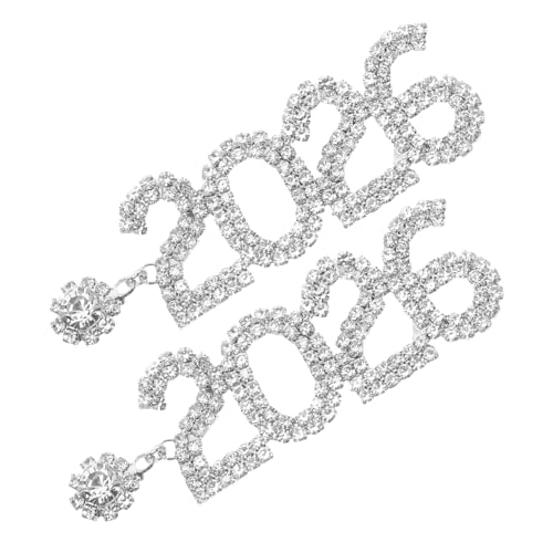 COLLBATH Rhinestone Ohrhänger Damen Funkelnde Lange Nummern-ohrringe Silber Moderner Anhänger für Neujahrsfest Weihnachtsfeier und Festliche Anlässe Eleganter Statement-schmuck von COLLBATH
