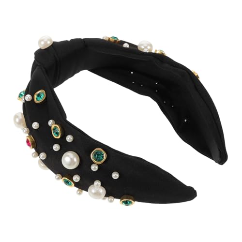COLLBATH Rhinestone Verziertes Geknotetes Haarband mit Perlen Eleganter Breiter Stoff Haarreifen für Damen Vielseitiges Modisches Accessoire für Alltag Party und Besondere Anlässe von COLLBATH
