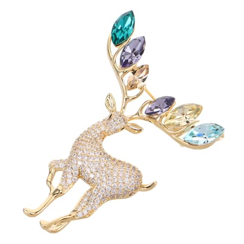 COLLBATH Rhinestone Weihnachts Brosche Damen Anstecknadel Elch Motiv Eleganter Mantel Schmuck Festliche Kleidung Accessoire für Hochzeit Party von COLLBATH