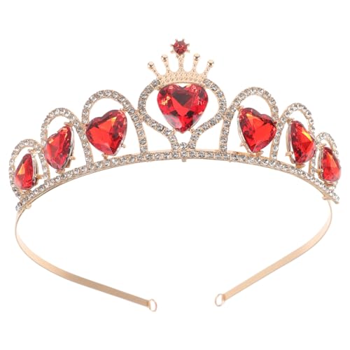 COLLBATH Rote Haarkrone mit Strasssteinen Brautschmuck Haarreif mit Seitlichen Kämmen Sicherer Sitz für Hochzeit Damen Brautaccessoire von COLLBATH