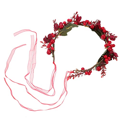 COLLBATH Rotes Beerenkranz Haarschmuck Braut Kopfputz Hochzeit Stirnband Festlicher Haarschmuck Eleganter Brautschmuck für Weihnachtsfeier und Fotoshootings von COLLBATH