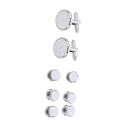 COLLBATH Rundes Manschettenknopf-set aus Weißer Muschel und Passenden Hemdknöpfen für Herren Französische Manschettenhemden Elegantes Zubehör für Business Hochzeit und Festliche Anlässe von COLLBATH