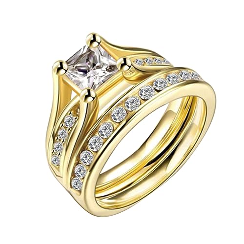 COLLBATH Paar Ringe Set Hochzeit Verlobung Kristall Quadratisch Kubikzircon Gold Größe 7 COLLBATH Paar Ringe Set Hochzeit Verlobung Kristall Quadratisch Kubikzircon Gold Größe 7 von COLLBATH