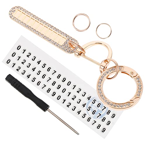 COLLBATH Schlüsselanhänger Satz Aus Strass Und Edelstahl Telefonnummern-anhänger Strass-schlüsselring Anti-Verlust-Nummern-anhänger von COLLBATH