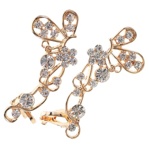 COLLBATH Schmetterling Ohrclips Damen Ohrschmuck mit Funkelnden Strasssteinen Leichter Metall Ohrclip Piercingfrei Modisches Accessoire für Alltag und Festliche Anlässe Goldfarben von COLLBATH