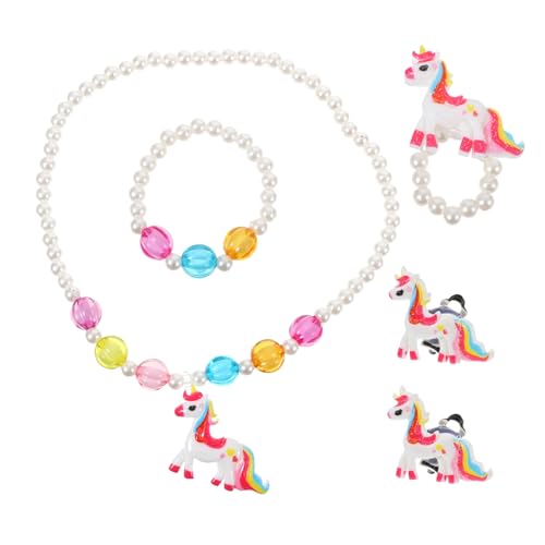 COLLBATH Einhorn Schmuckset Für Mädchen Mit Kinderkette Mädchenring Kindarmband Mädchenohrring Schmuck Junge Mädchen von COLLBATH