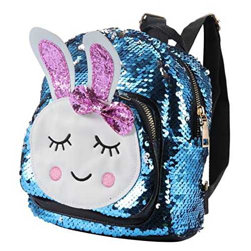 COLLBATH Schultasche Kinder Kaninchen Design Pailletten Rucksack Aus Polyester Mit Notizbüchern Platz Für Alltag Oder Reisen Student Tasche von COLLBATH