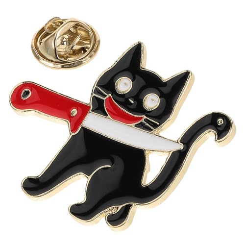 COLLBATH Schwarze Katzenbrosche Niedliche Cartoon Anstecknadel Legierung Kreatives Tier Design Leicht Kompakt Modisches Accessoire für Kleidung und Taschen von COLLBATH