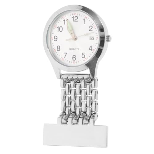 COLLBATH Schwesterntisch Uhr Mit Floralem Revers Brustuhr des Arztes Revers Taschenuhr Krankenschwester Taschenuhr Digitaluhr Pflege Fob Beobachten Anzeige Frauen Damen Silver Legierung von COLLBATH