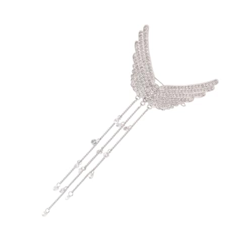 COLLBATH Silberner Tassel Haarklammer Damen Haarschmuck mit Flügel Design Modischer Haarkamm für Braut und Alltag Geeignet Langlebig und Leicht für Zöpfe und Pferdeschwanz von COLLBATH