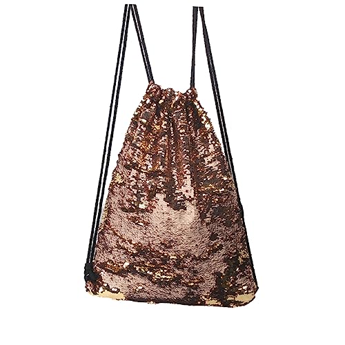 COLLBATH Sequin Drawstring Backpack Tanzbeutel Gold Leichter Kordelzug Rucksack Für Gym Sport Und Freizeit Mit Innenfach Für Kleine Gegenstände Für Damen Und Mädchen von COLLBATH