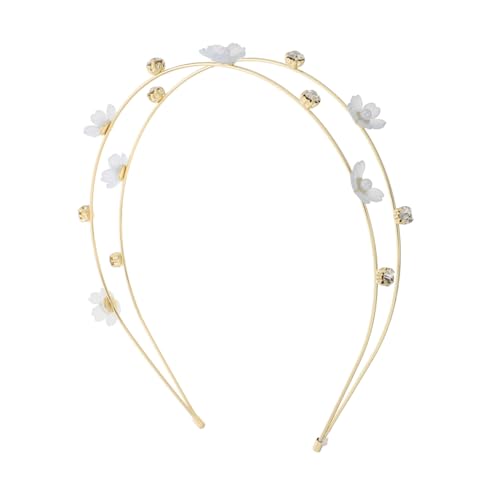 COLLBATH Stirnband Damen Doppel Lagig mit Blumen und Funkelnden Strasssteinen Leichtes Metall Haarband für Hochzeiten Festivals Vielseitiger Haarschmuck für Alltag und Besondere Anlässe von COLLBATH