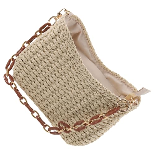 COLLBATH Strohtasche Netz Strandtasche Netz Strandtasche Strandtaschen Für Damen Mit Reißverschluss Schultertasche Gewebte Strandtasche Trendige Strandtasche Handgewebte Handtasche von COLLBATH