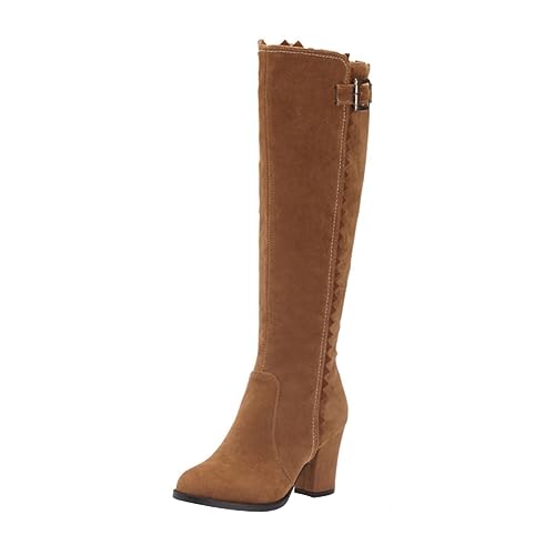 COLLBATH Stylische Damen Knight Boots Herbst Winter Hohe Stiefel mit Stabilem Absatz Knöchelnahe Hautfreundliches Material Schlank Machendes Design für Kalte Tage und Modische Outfits von COLLBATH