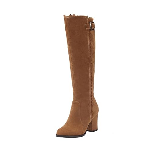 COLLBATH Stylische Damen Stiefel mit Seitlichem Reißverschluss Hoher Absatz und Hohem Schaft Warme und Bequeme Herbst Winter Boots für Schlanke Beine Rutschfeste Sohle Eleganter Look für von COLLBATH